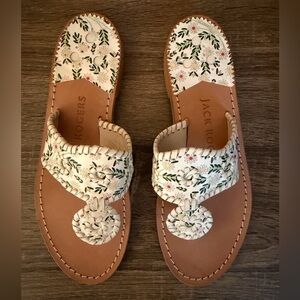 NEW Jack Rogers White and Green Floral Sandals size 7